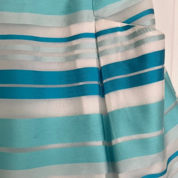 Lilly Pulitzer Blossom Strapless Blue Stripe Slanted Side Pockets Mini SilkDress - Picture 8 of 14